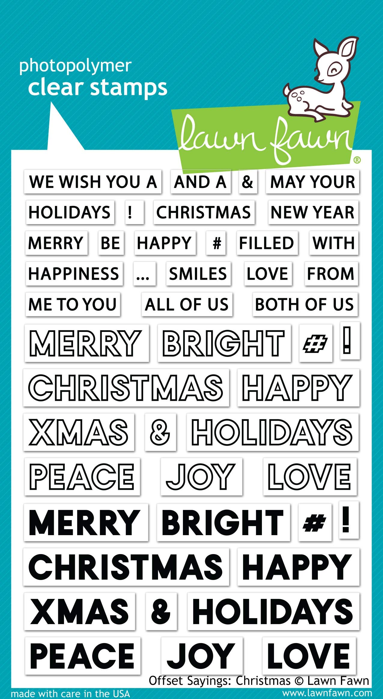 Lawn Fawn Offset Sayings: Christmas 4X6 Clear Stamp Set