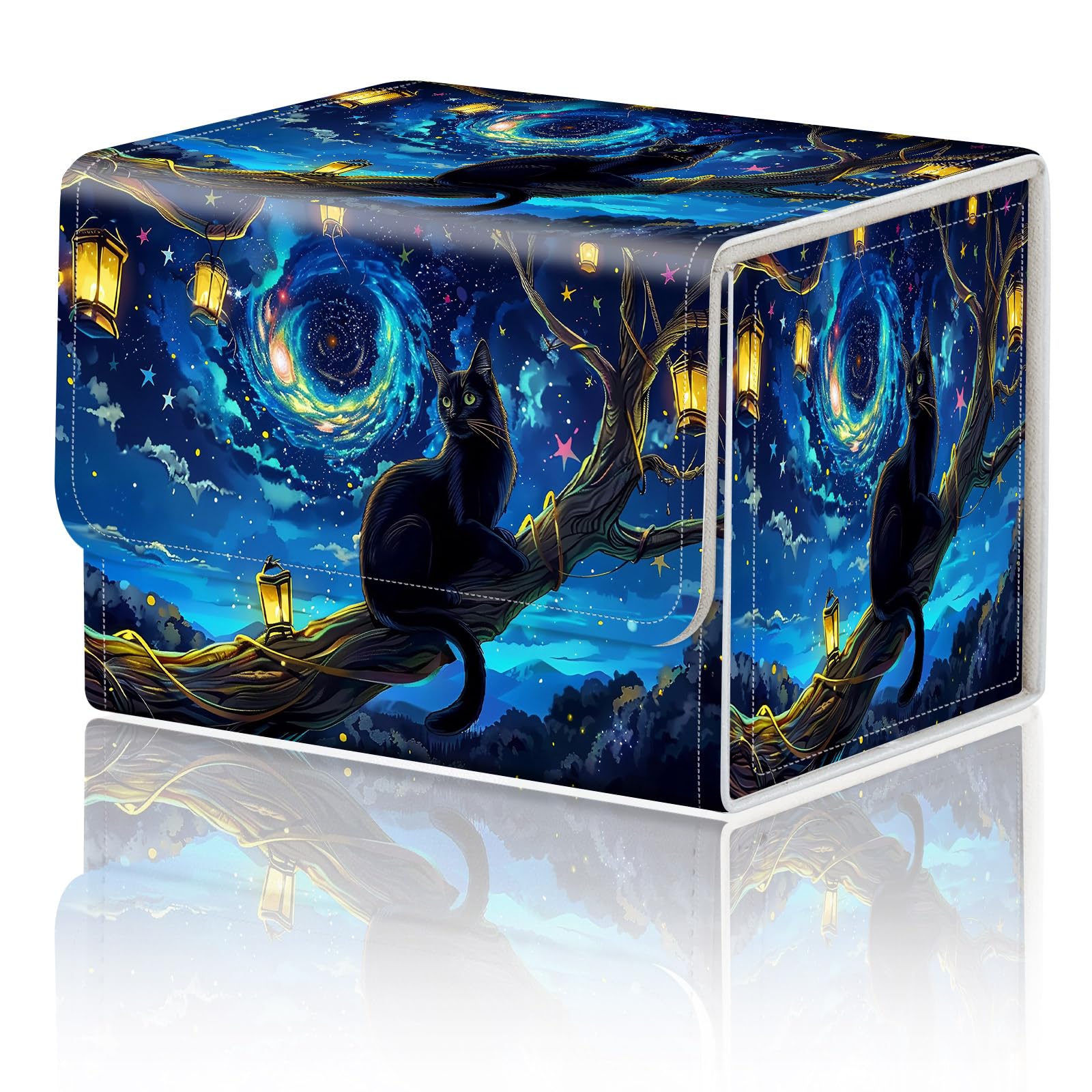 Card Game Storage Box for TCG Deck Box MTG Card Box Organizer Trading Card Case Commander Deck Box TCG Card Storage Box Magnetic Closure Creative Pattern Up to 200 Cards,Fierce Dinosaurs in The Forest — image 1