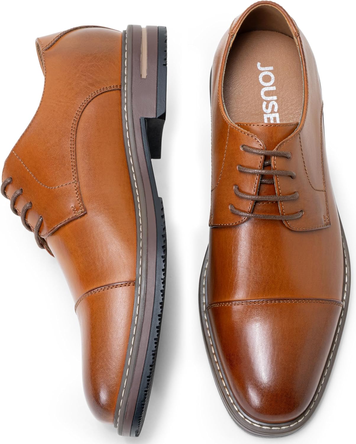 Jousen Men's Dress Shoes Cap Toe Formal Oxfords for Men Business Lace Up Casual Shoes