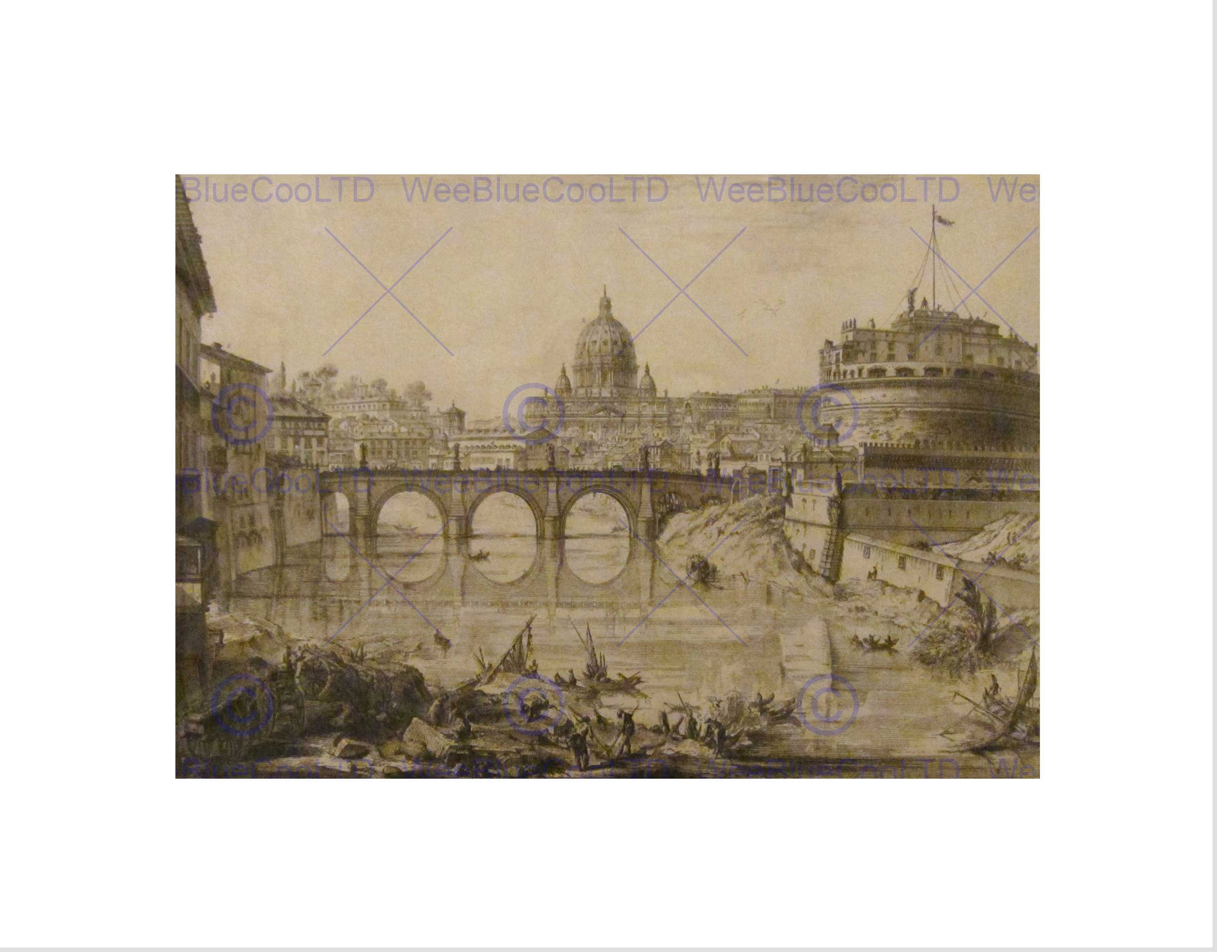 Wee Blue Coo Paintings Drawing Sketch Bridge Angelo Piranesi Wall Art Print