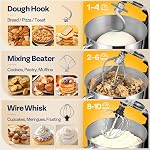 VIVOHOME Stand Mixer, 6 Quart Electric Tilt-Head Kitchen Mixer with Bowl, 10-Speed Household Food Mixer for Baking, Bread, and Cakes, with Dough Hook, Beater, Whisk, and Splash Guard, Black | Make Bread with Beater, Dough Hook and Egg Separator