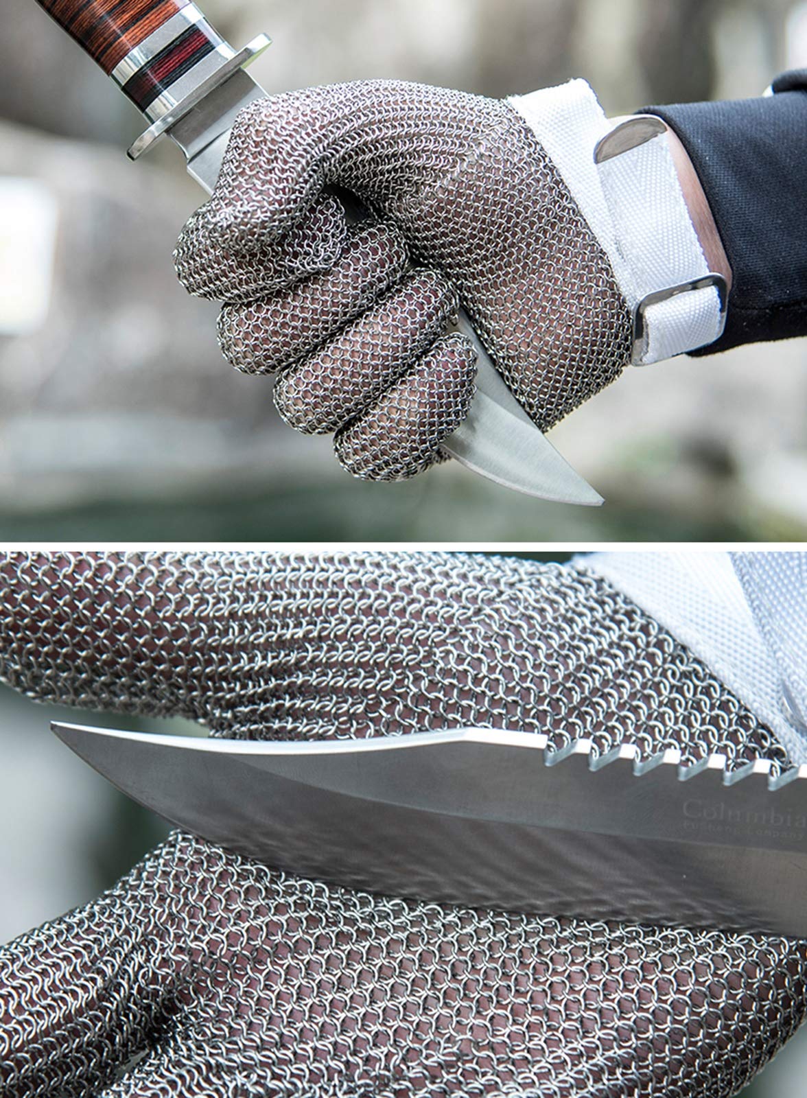 Guantes Anticorte Guantes de Trabajo de Seguridad Protectores de Nivel 5, Guantes Antideslizantes de Alambre de Acero Resistentes al Desgaste, Universal para Manos Izquierdo y Derecho, XS, S, M