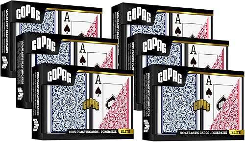 Copag 1546 Design - Cartas de juego 100% plástico, tamaño póquer rojoazul (índice jumbo, 6 juegos)