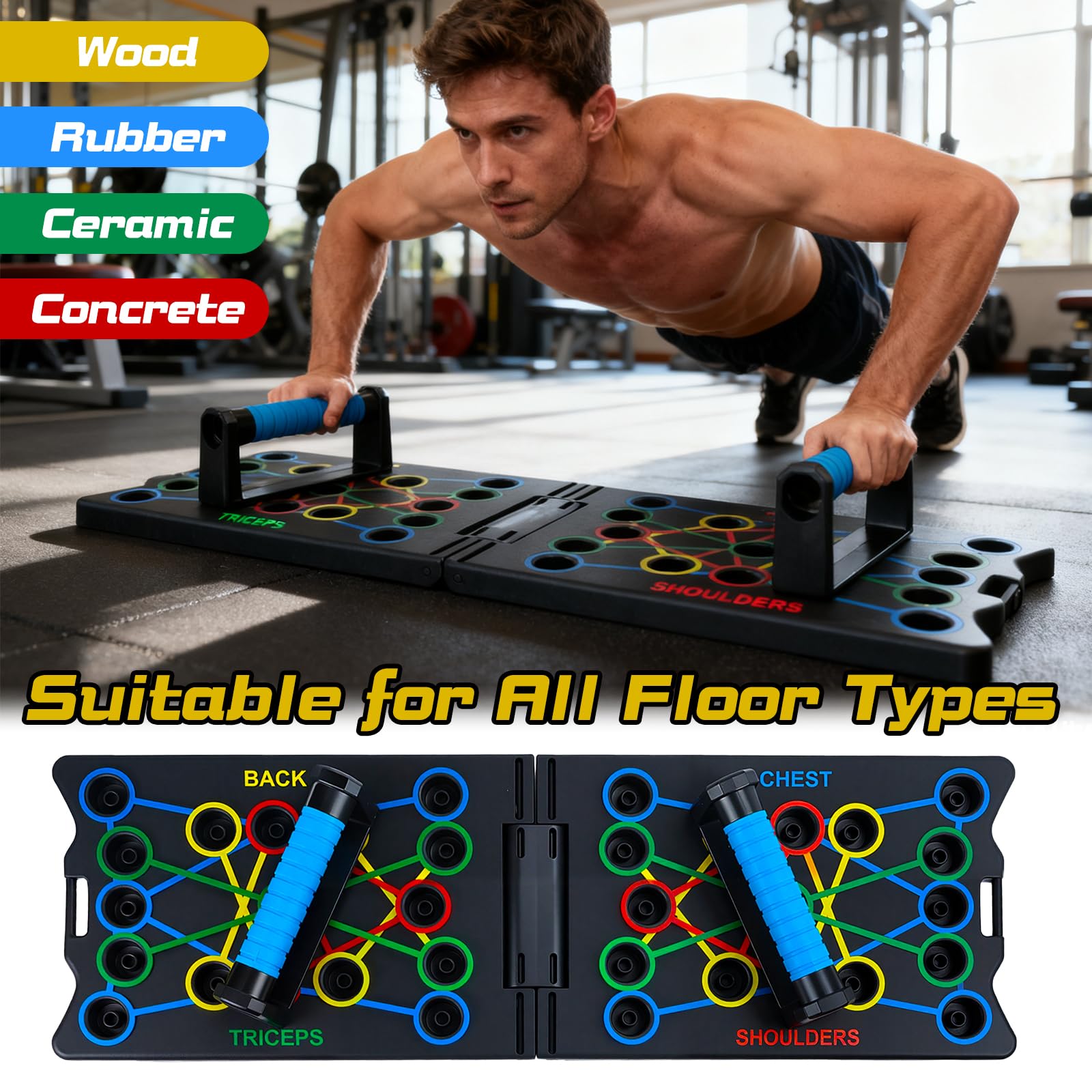 Planche a Pompe 24-en-1, Appareil Musculation, Planche Pompe Musculation Pliable, Appareil Sport Maison, Pompes Musculation pour Entretien Musculaire & Entraînement à la Maison