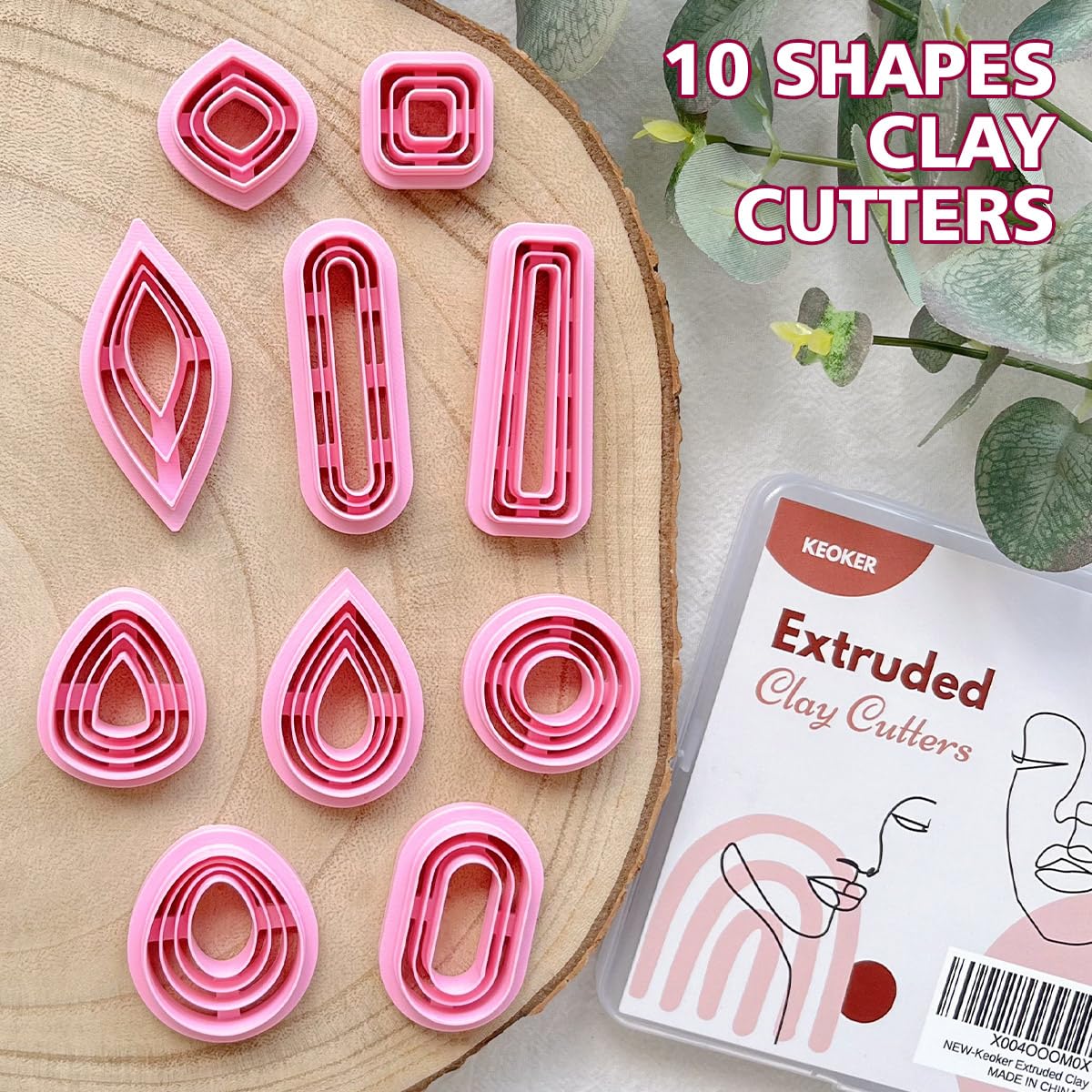 Keoker Lot de 12 emporte-pièces en argile de forme organique, cercles concentriques pour bijoux en argile polymère (couleur extrudée)