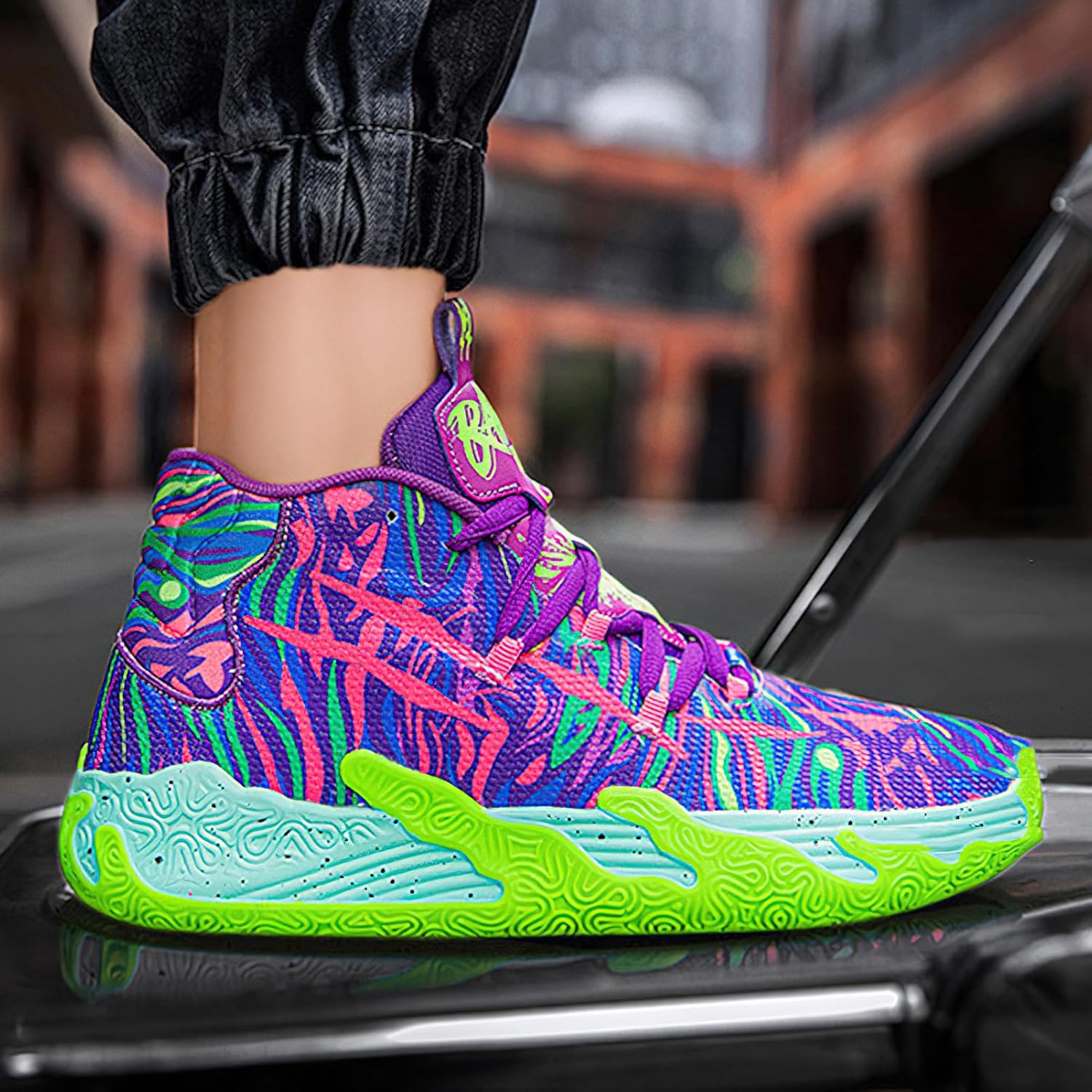 Exusiai Men Basketball Shoes Breathable Non Slip Outdoor Mesh High Top Sneakers Comfortable Fashion Cushioning Workout Basketball