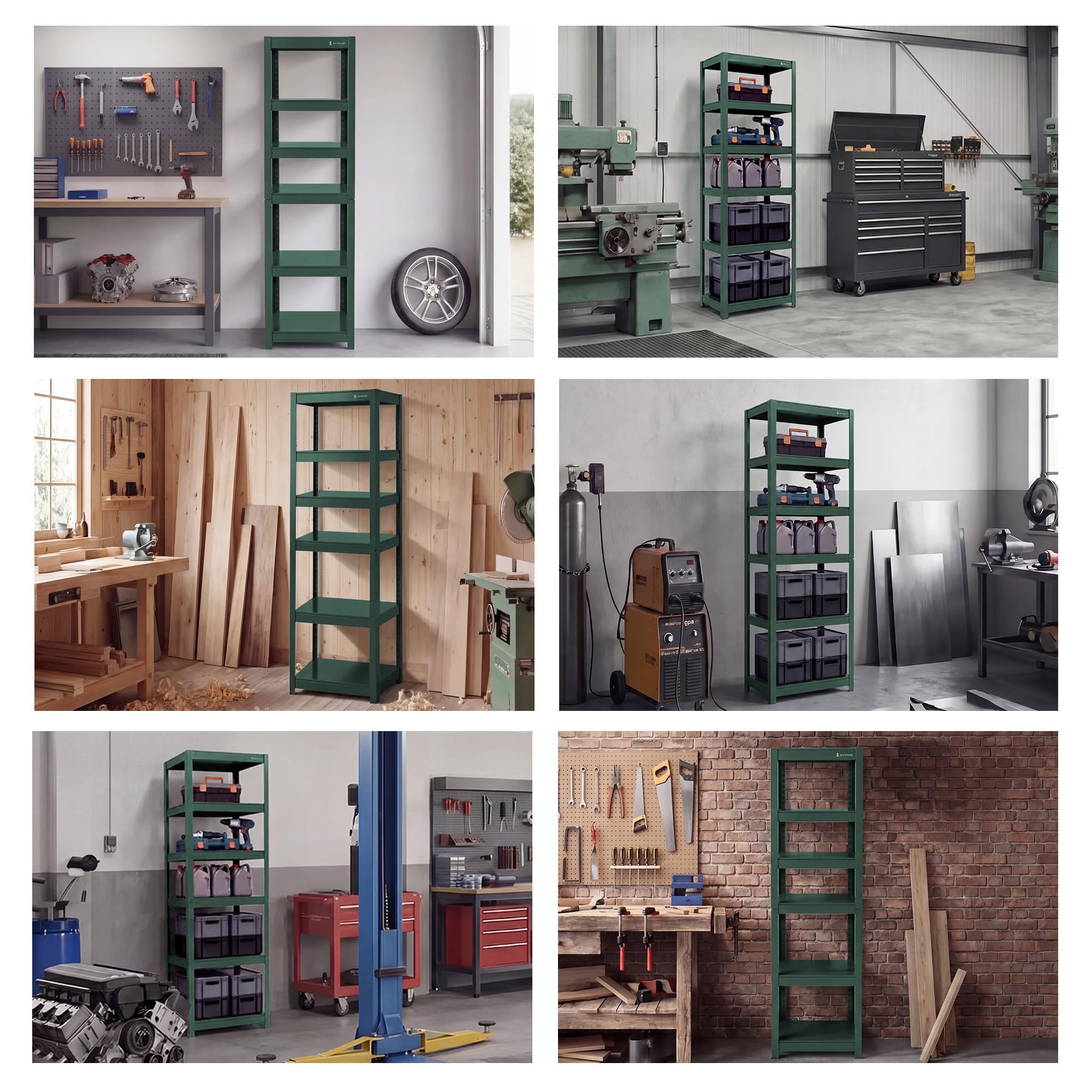 Jan Nowak Metalowy wąski 6 półek regulowanych 50 kg do półki, oszczędność miejsca, warsztat garażowy, magazyn, wytrzymała stal system wtykowy, 200 x 60 x 40 cm