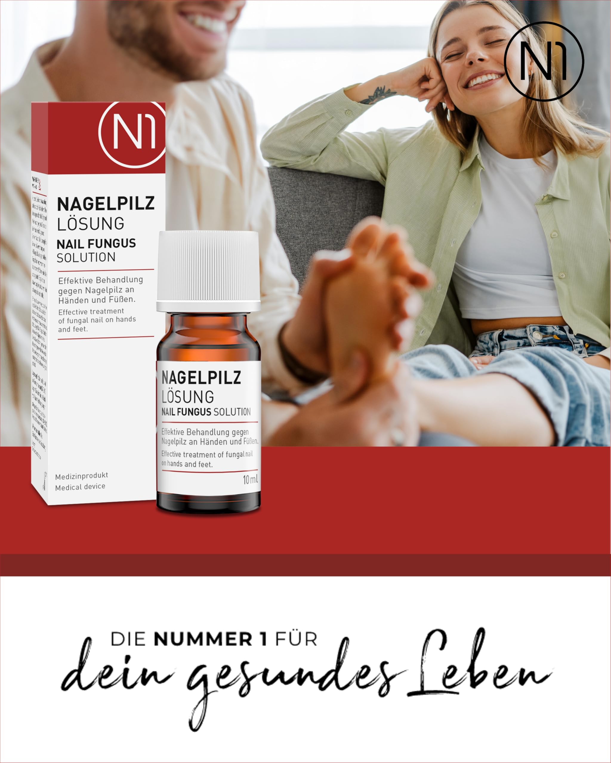 N1 Solución para hongos en las uñas, 20 ml, producto médico para un tratamiento intensivo rápido, calidad de farmacia con efecto demostrado, esmalte de uñas para tratamiento de hongos en las manos y