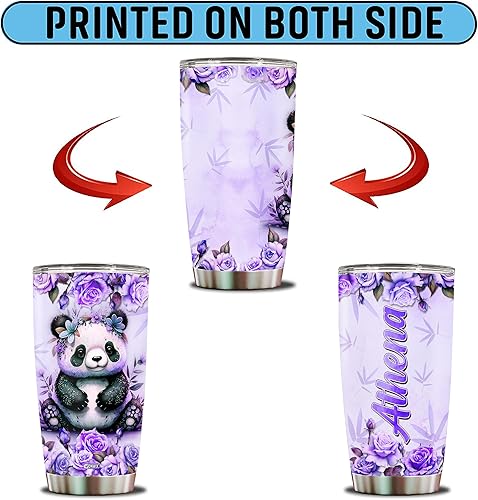 Miniatura 6 de WONWIX Vaso de panda personalizado para mujeres, niñas, hija, bonita taza de café para beber, botella de agua, cumpleaños, Navidad, San Valentín,