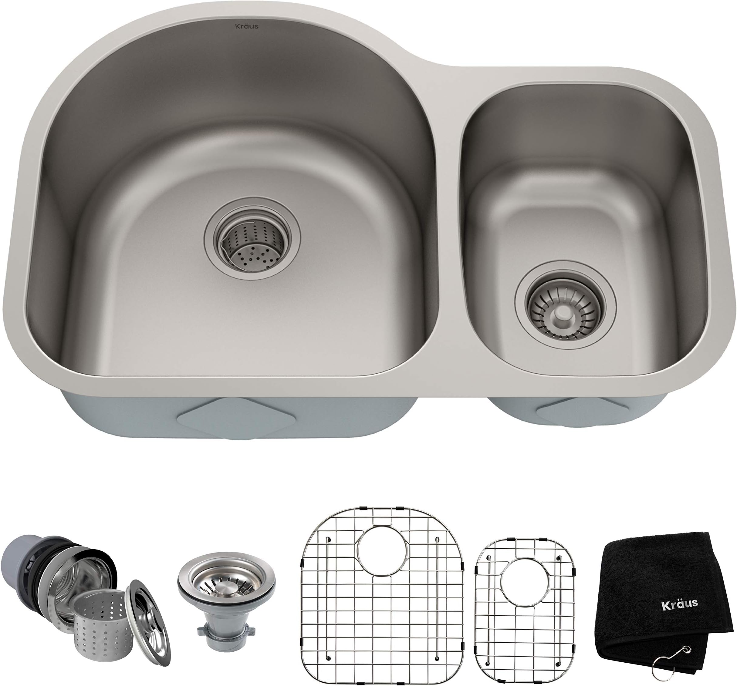 KBU21 30 inch Undermount 60/40 Double Bowl 16 Gauge Stainless Steel Kitchen Sink