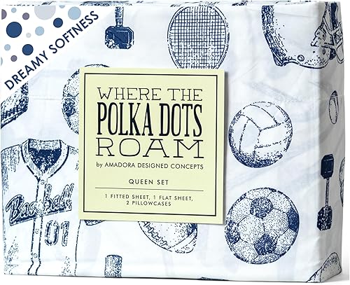 WHERE THE POLKA DOTS ROAM - Juego de ropa de cama incluye sábana bajera sábana lisa y funda de almohada