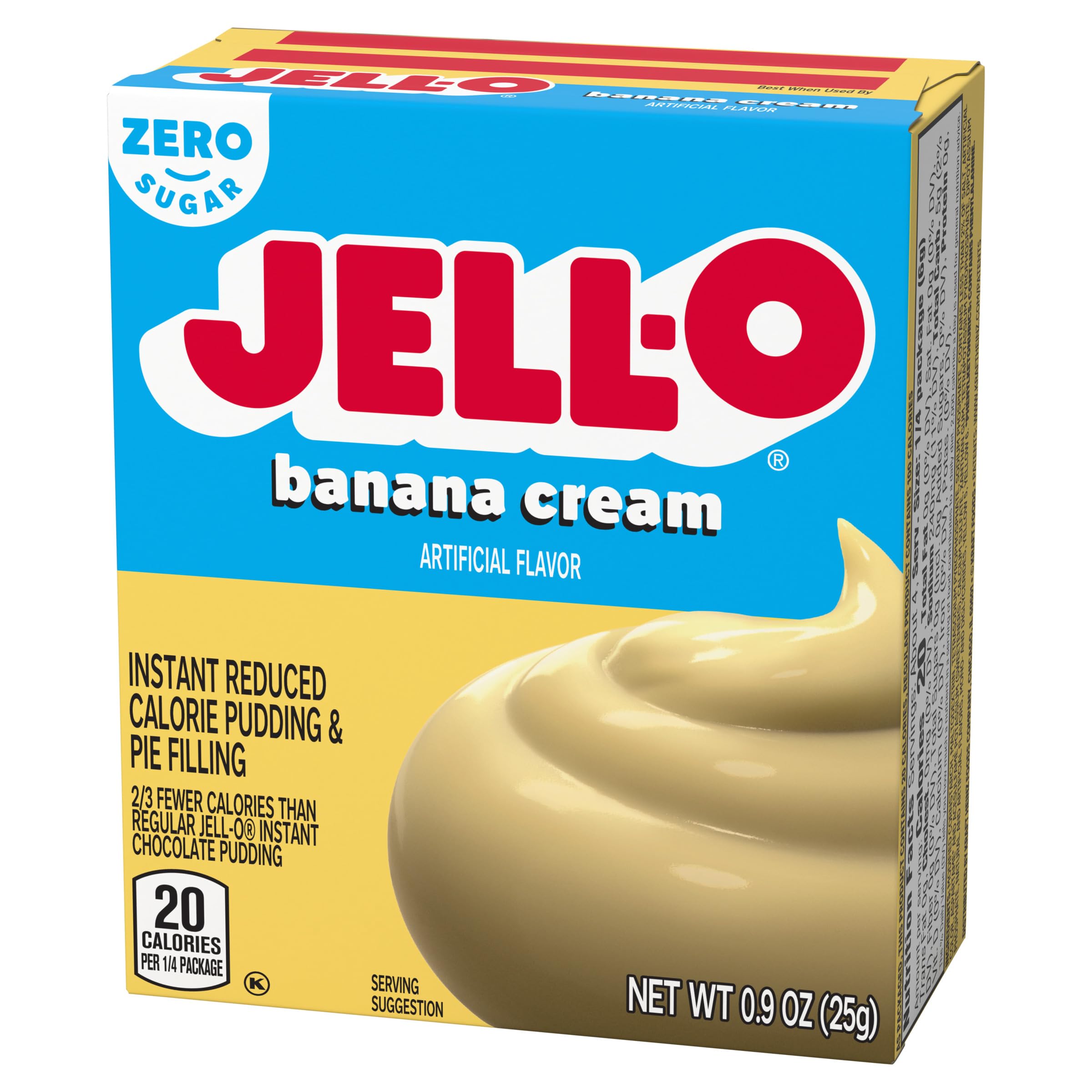 Jell-O Sugar-Free Instant Pudding and Pie Filling, Banana Cream, 0.9-Ounce Boxes (Pack of 6)