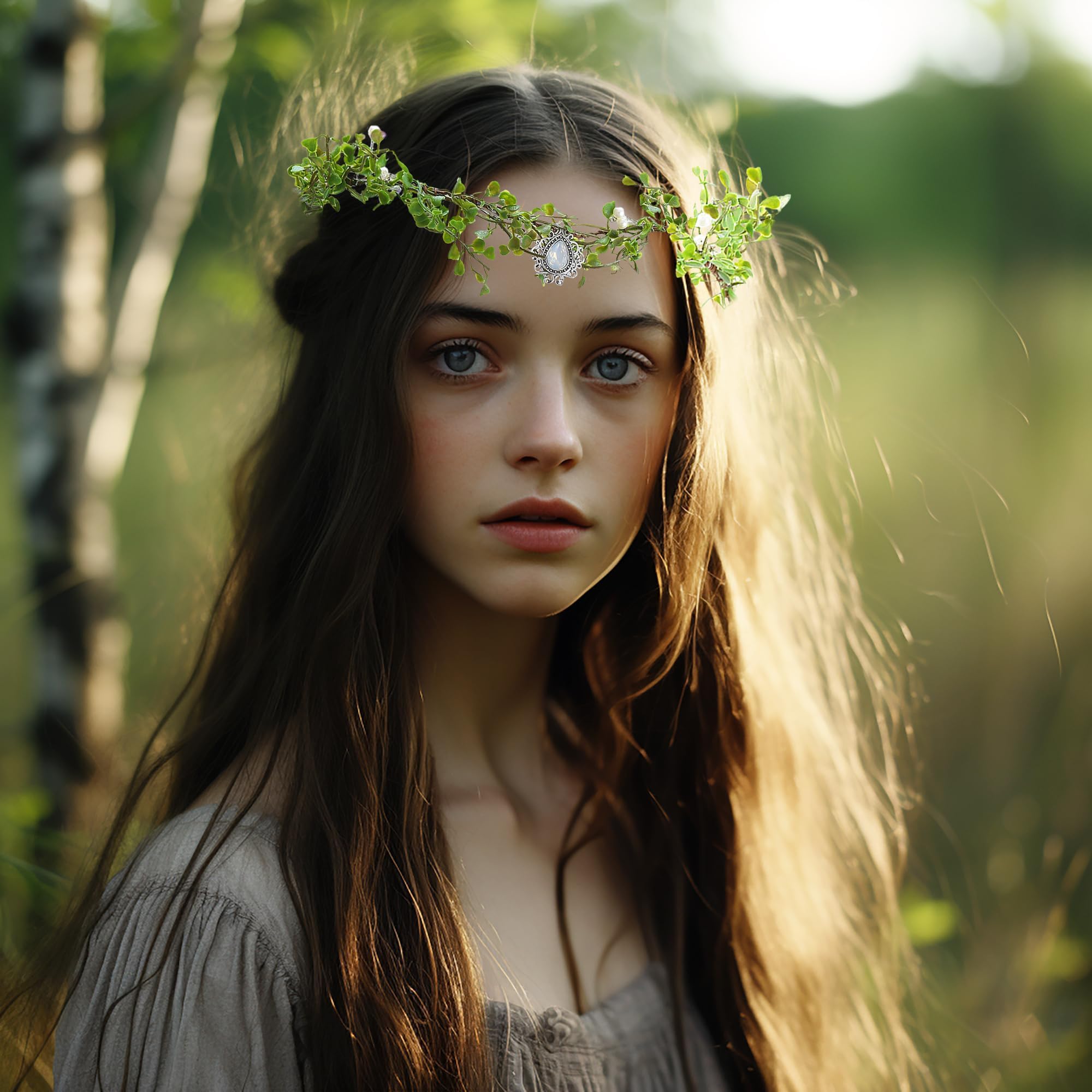 Brikuinr Flower Crown Bridal Floral Headband Hair Wreath Flower Halo Headpiece with Rhinestone Wedding Party Cosplay - Image 4