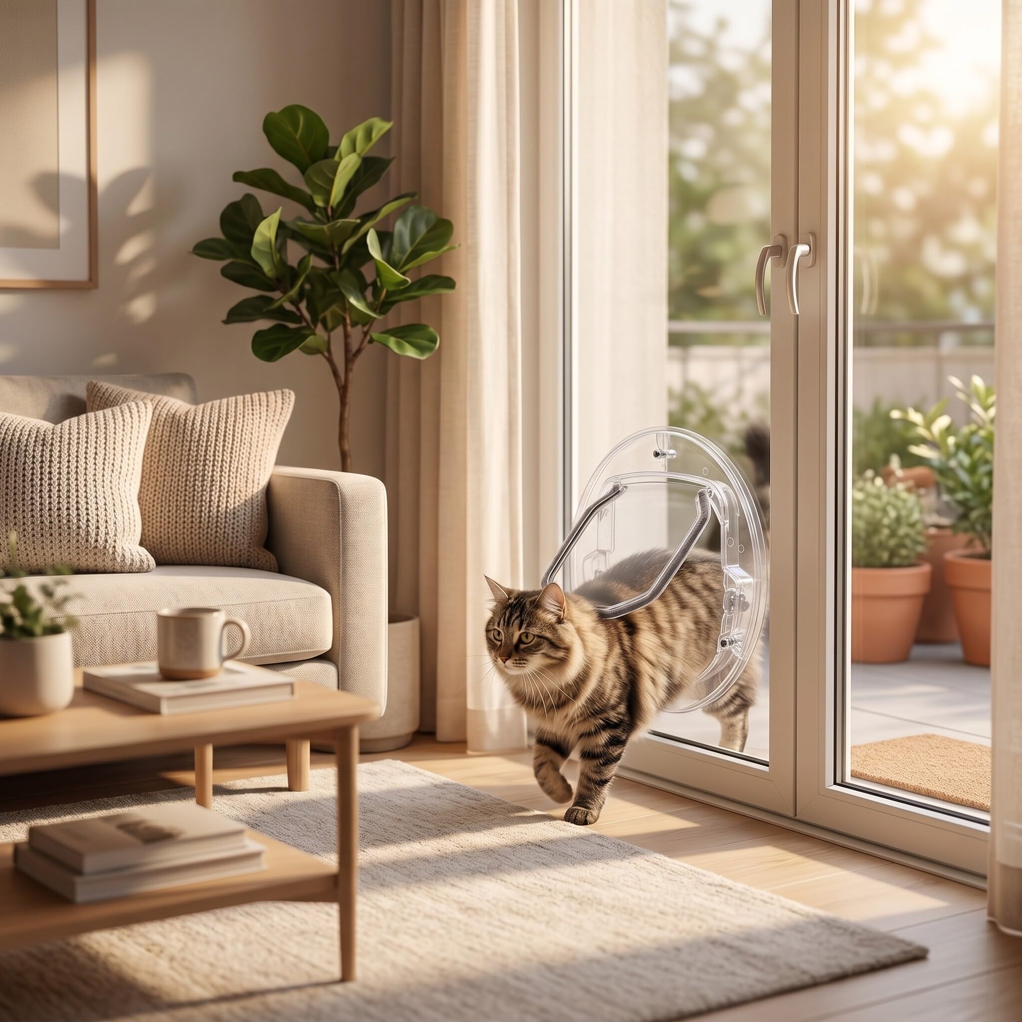 Catera para y Gato, Cerradura de 4 vías, Puerta magnética para Gatos y Perros pequeños, Cachorro y Perrito, gatita para Mascotas, Apta para Ventana de Pantalla, Ventana de Cristal
