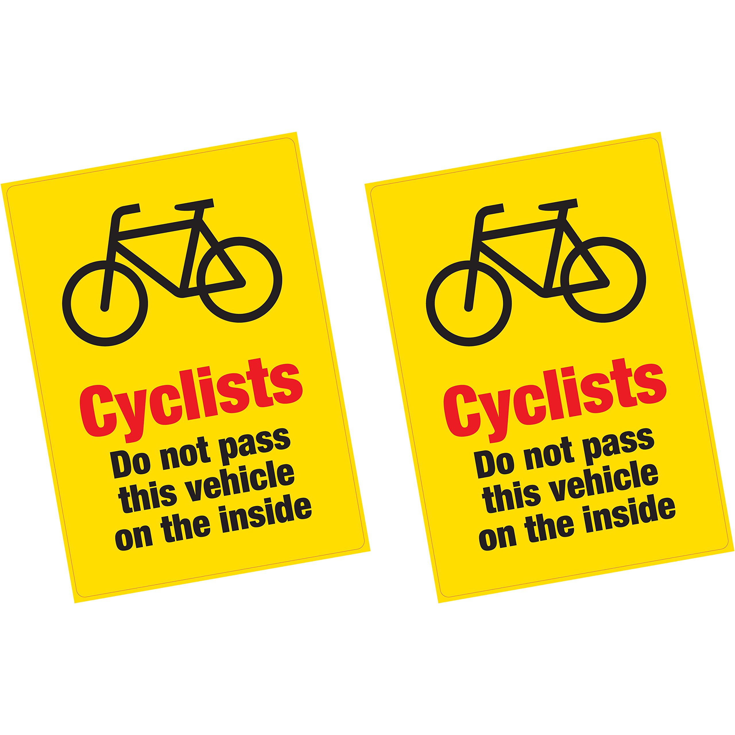 Printwhizz Full Colour 2 X Cyclists Do Not Pass On The Inside Vinyl Sticker Hgv Lorry Van Warning
