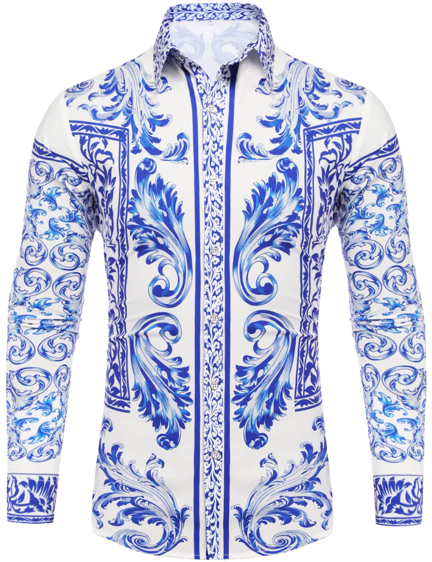 pacinoble mens long sleeve fashion luxury design print dress shirt