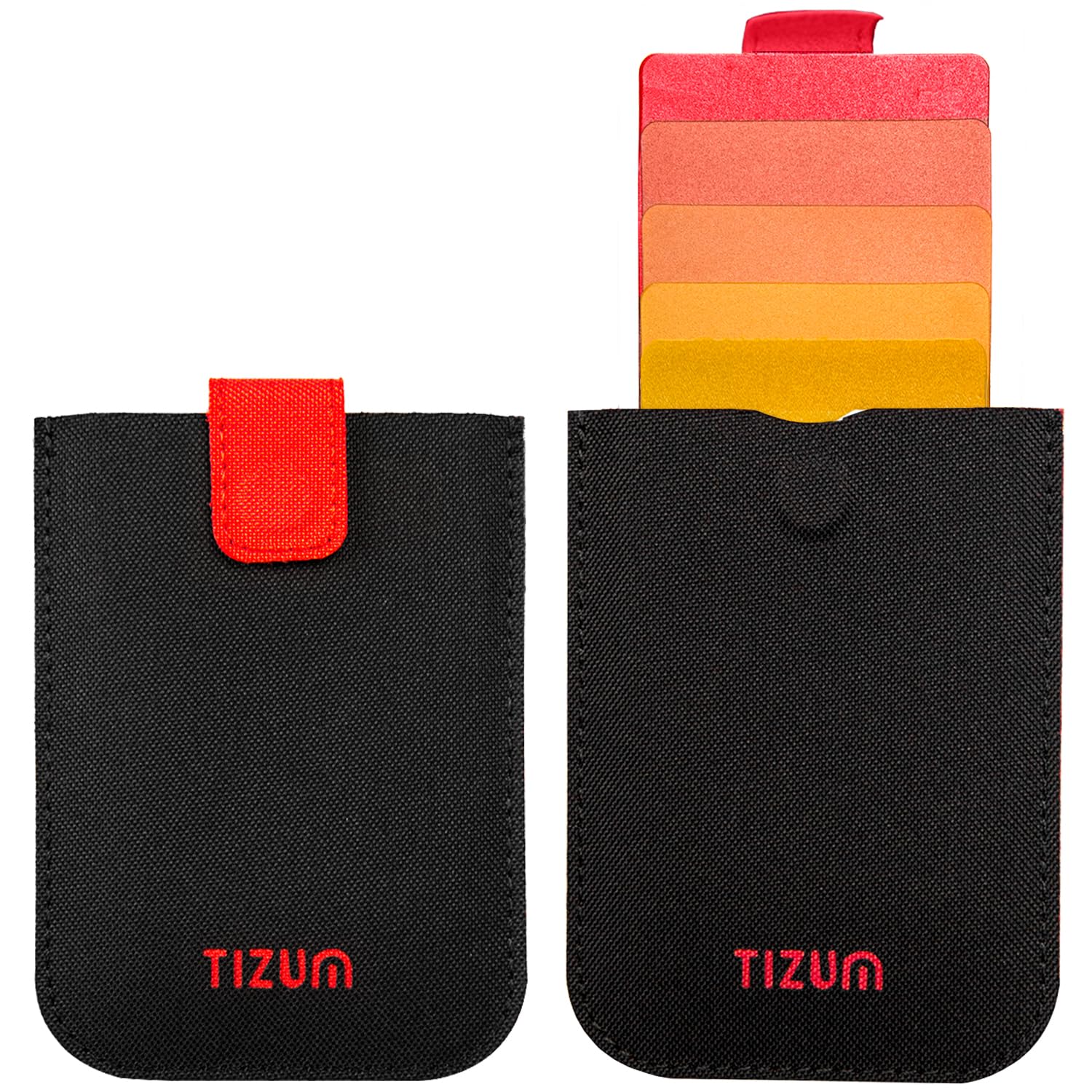 AirCase Unisex Nylon Tizum Casual Credit Debit ATM Card Holder - Mini, Pocket Wallet, Sleeve & (5 Card Slots) with RFID Protection, Magnetic Closure & Extra Pocket for Cash/Coins, Black