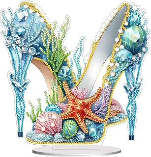 ARTopet DIY Desktop Ornament Irregular Special Shaped Crystal PET Diamond Art Painting Single Sided Diamond Tabletop Ornaments Paint by Numbers Craft Kits for Home Decor-High Heel