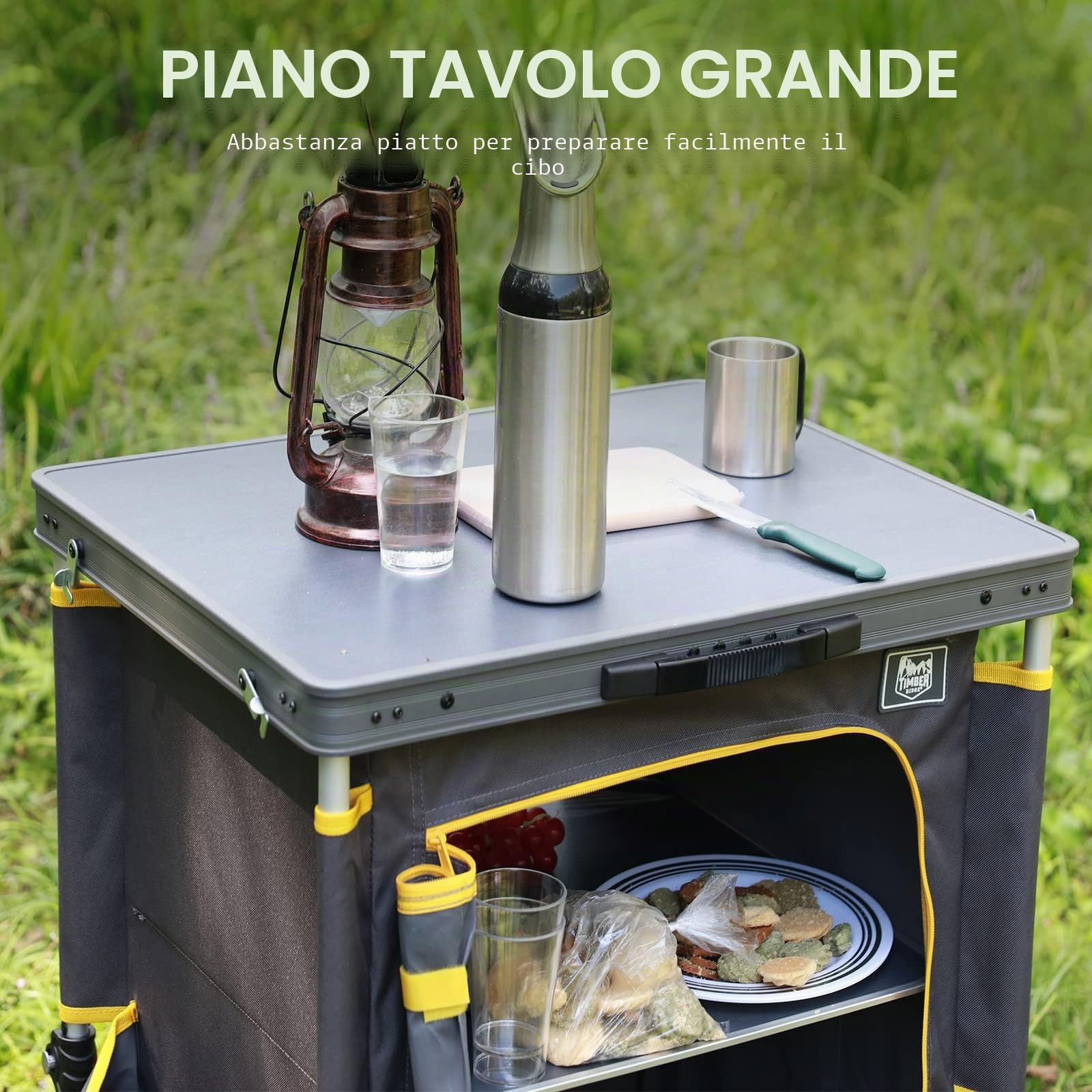 TIMBER RIDGE Armadietto da cucina pieghevole 30kg 3 ripiani portatile