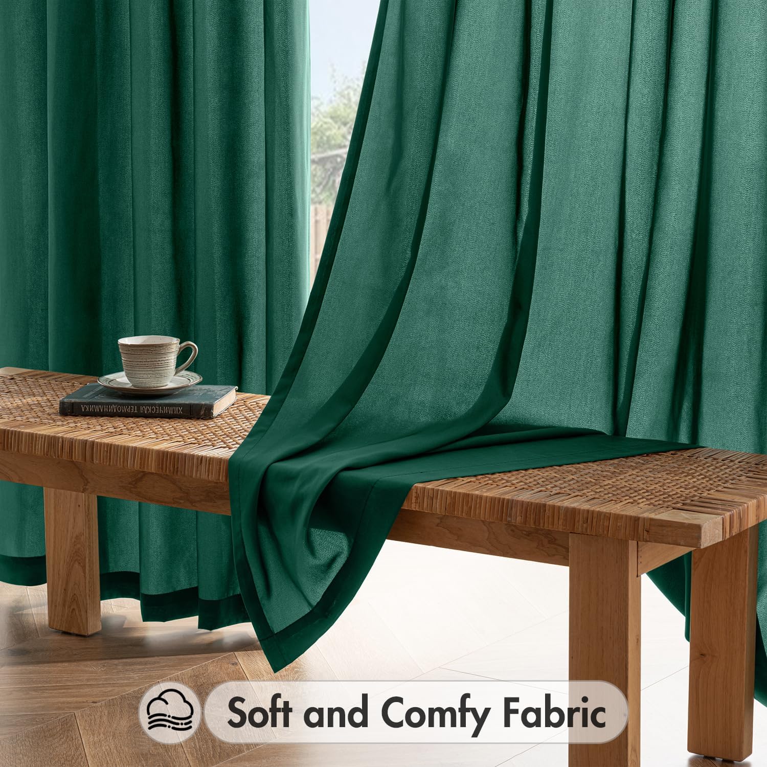 MIULEE Hunter Green Privacy Sheer Curtains That Let Light in 84 Inches Long Non-See-Through Semi Sheer Curtain Light Filtering Window Christmas Drapes for Living Room Bedroom 2 Panels Set 42 X 84