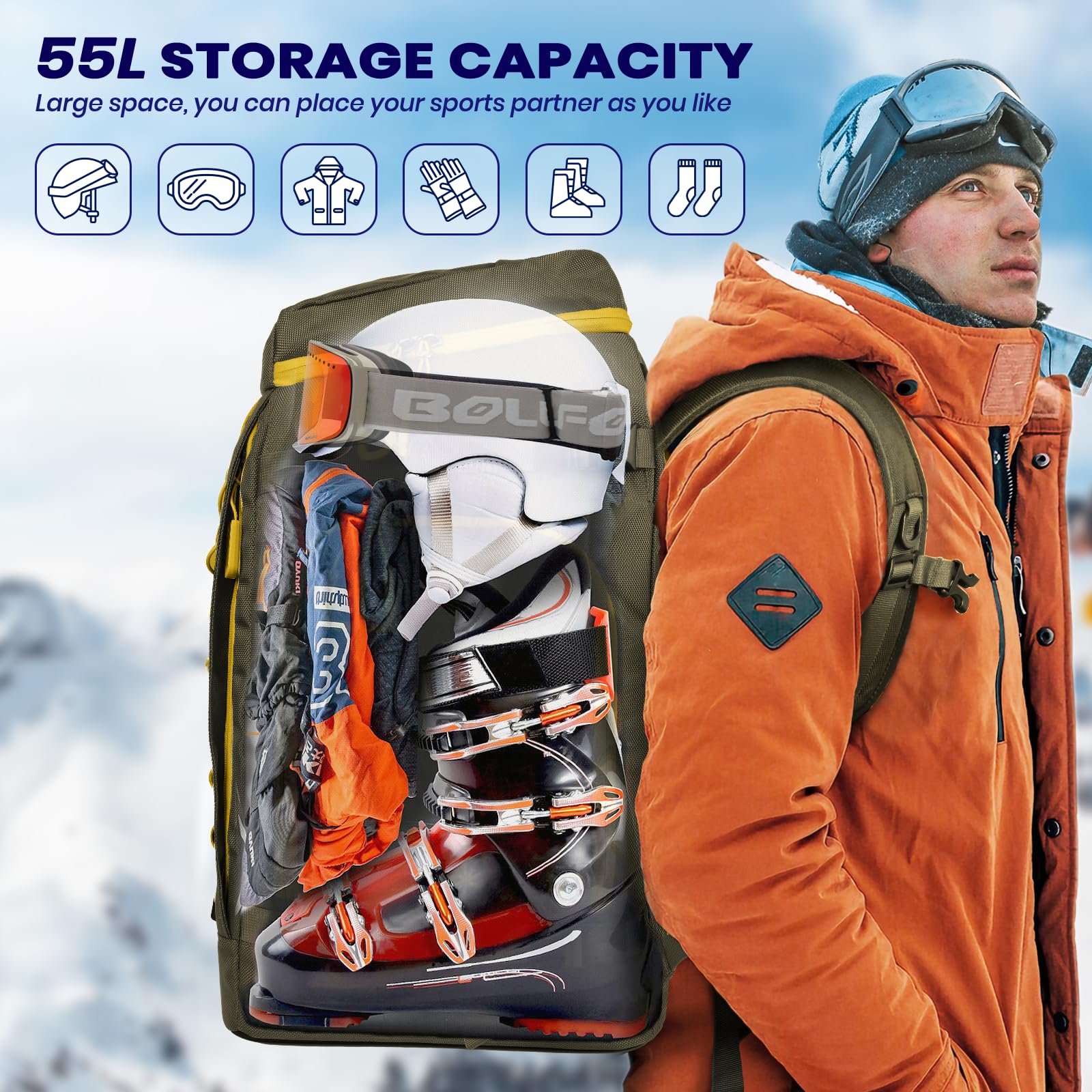 Amazon.co.jp: RESVIN スキーブーツバッグ Lサイズ 55L スキーブーツ