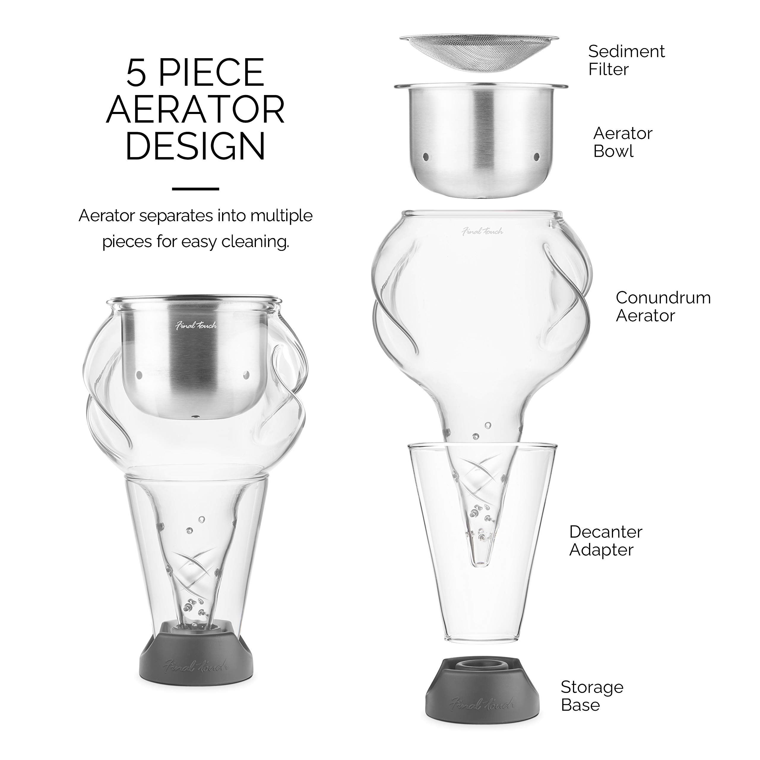 Final Touch Aérateur pour carafe à vin acier inoxydable