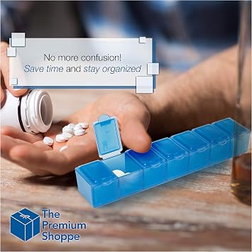 USA Merchant - 7 Day Small Pill Box with Snap Close Lids - Weekly Pill Organizer 4 Times a Day or 28 Day Dispenser - with 4 Separate 7 Day Pill Containers for Vitamins, Supplements, and Medicine