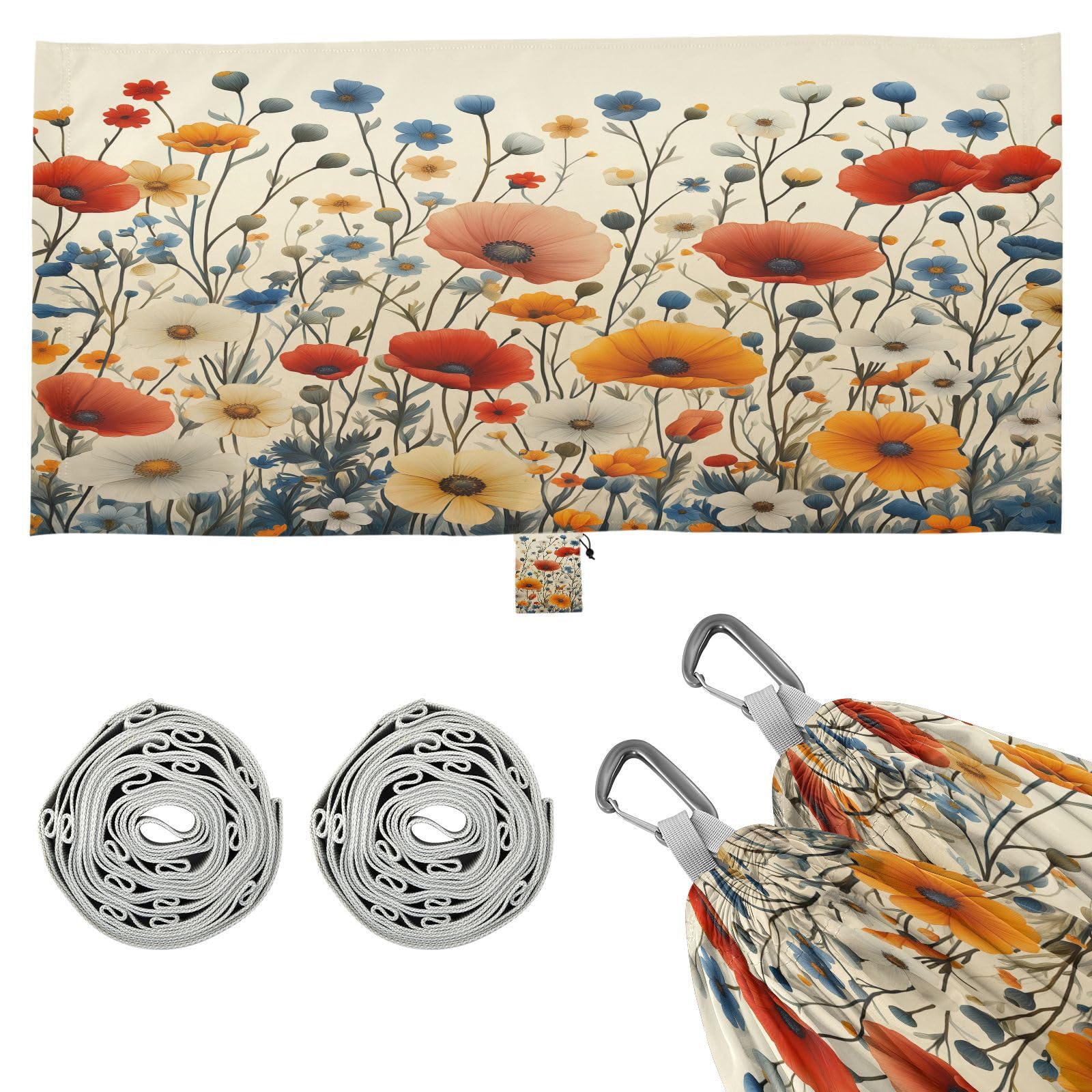 ATTX Pastel Flowers Camping Hammock - Lightweight & Portable Hammocks, Heavy Duty 330lbs Capacity for Indoor, Hiking, Backpacking, Travel, Backyard, Beach#41