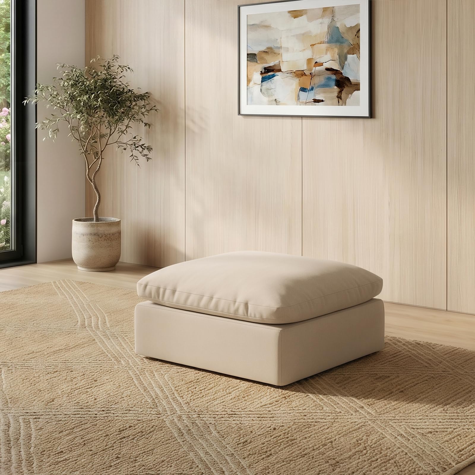 Oversize Cloud Modular Sectional Sofa,Chaise Down Filled Comfort Sofa Detachable Couch Cushion Covers for Living Room Apartment,Khaki