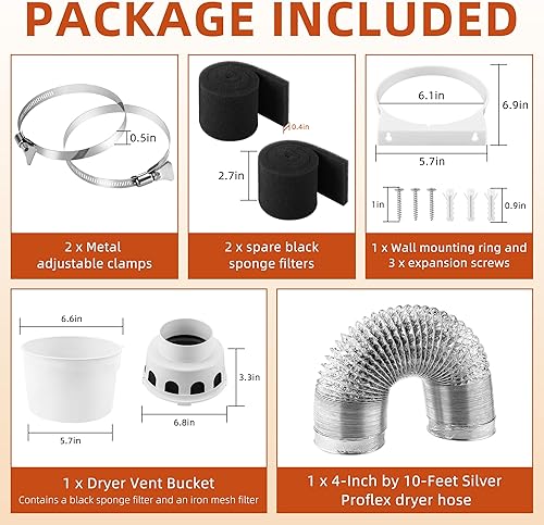 Miniatura 8 de AMI PARTS TDIDVKZW - Kit de ventilación para secadora interior con conducto Proflex de 4 pulgadas por 8 pies, blanco, 4 pulgadas