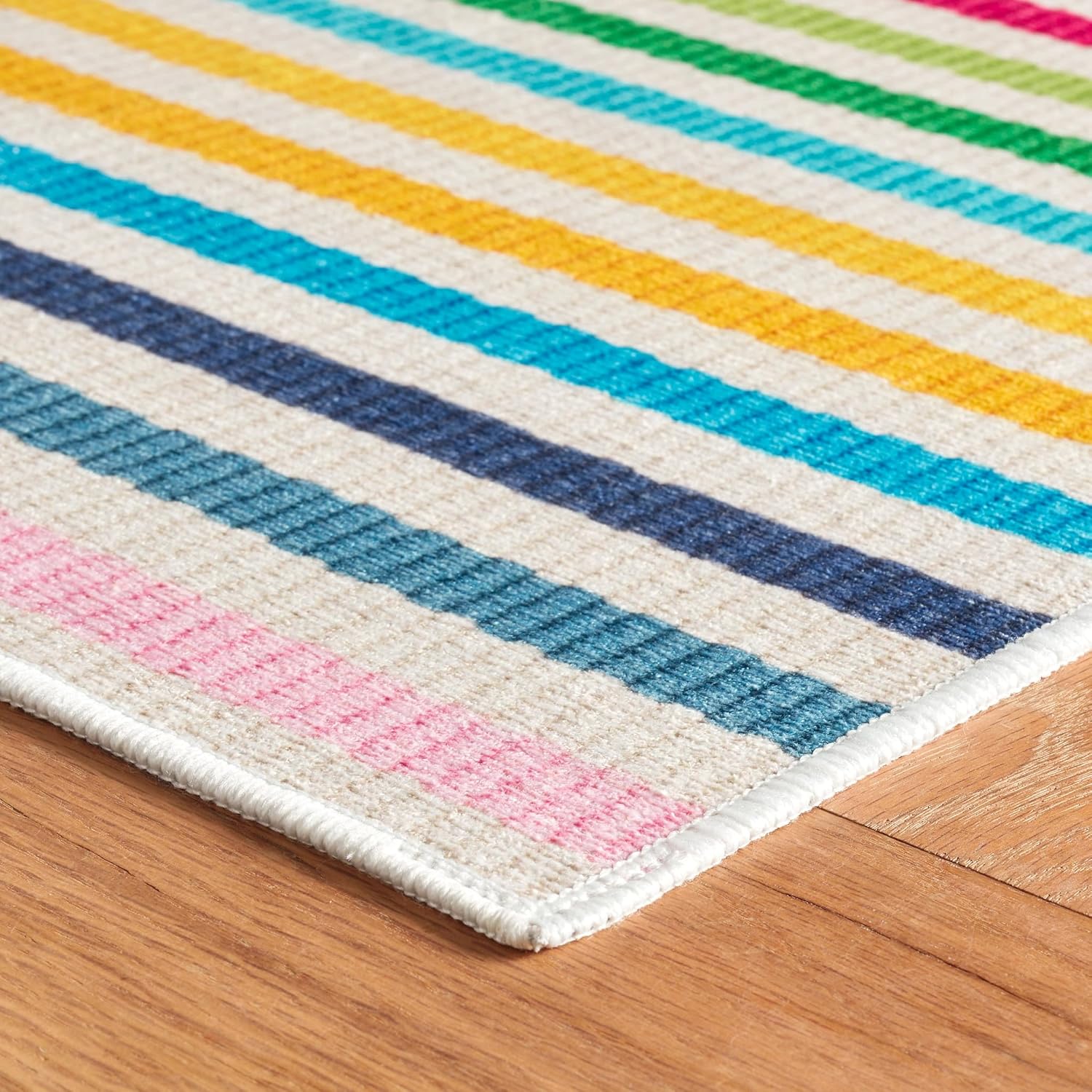 Dash & Albert Rainbow Stripe Multi Machine Washable Rug, 4 X 6 Feet, Multicolored Stripe Pattern