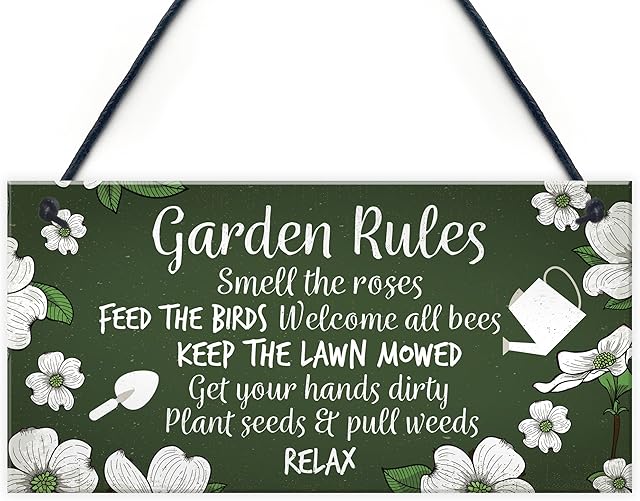 RED OCEAN Garden Sign Outdoor Novelty Hanging Plaque SummerHouse Sign Garden Shed Friendship Gift