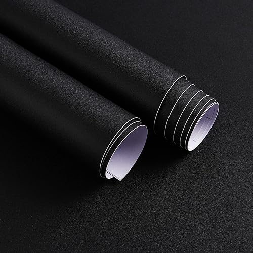 Papel de contacto negro de 15.7 x 118 pulgadas, papel tapiz negro mate para despegar y pegar, papel tapiz negro mate, papel tapiz extraíble,