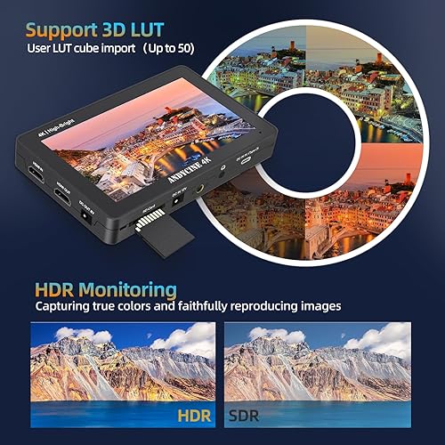 Miniatura 6 de ANDYCINE Paquete de monitor de cámara A6 Plus V2 de 6 pulgadas, pantalla táctil de campo IPS 1920x1080 HDR 4K HDMI 8.4V DC 5V2A USB C con estuche de