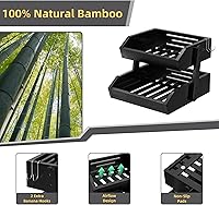 Vista 6 de Cesta de frutas de bambú de 2 niveles para encimera de cocina, gran capacidad de almacenamiento de frutas en la encimera, soporte de frutas