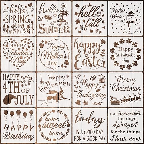 16 plantillas de letreros de temporada para el hogar, plantillas reutilizables para festivales, plantillas decorativas para pintar en paredes de disponible en Yaxa Colombia