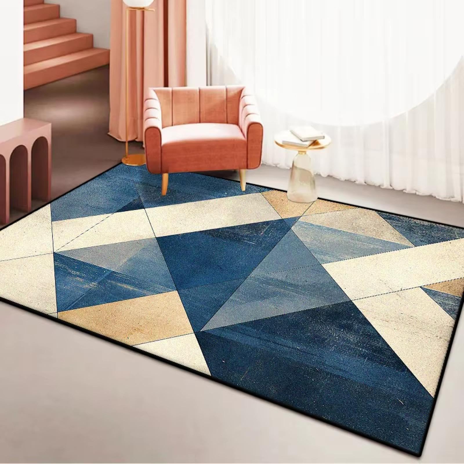 Alfombra abstracta nórdica con acabado textil elegante y seguro