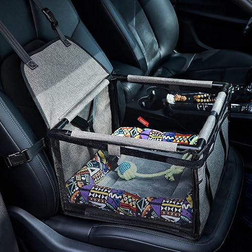 Asientos de automóvil mejorados para perros pequeños y medianos, asiento elevador de automóvil para cachorros con cojín elevado y grueso y juguete