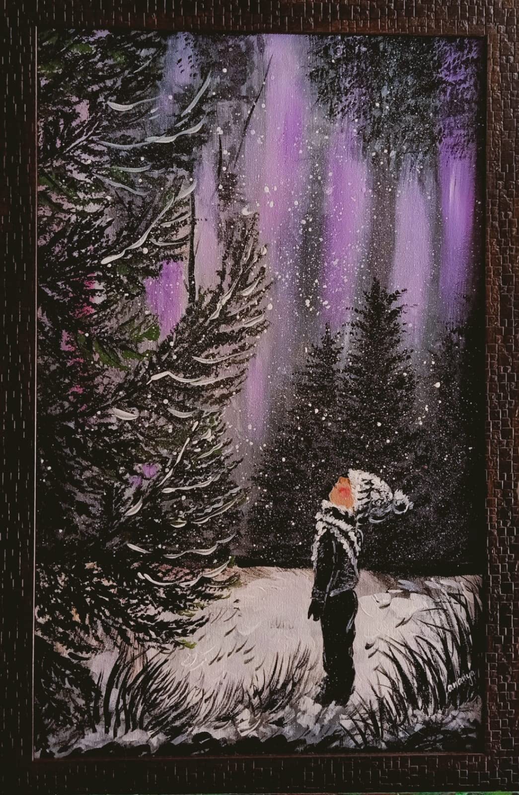 Handmade Acrylic Painting - Falling Snow