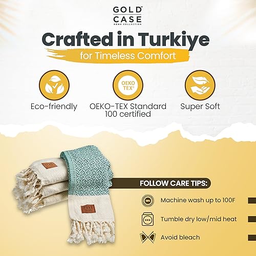 Miniatura 3 de GOLD CASE HOME COLLECTION Aphrodite - Juego de 4 toallas de mano turcas para baño, 100% algodón, toallas decorativas de lujo, toalla de mano de