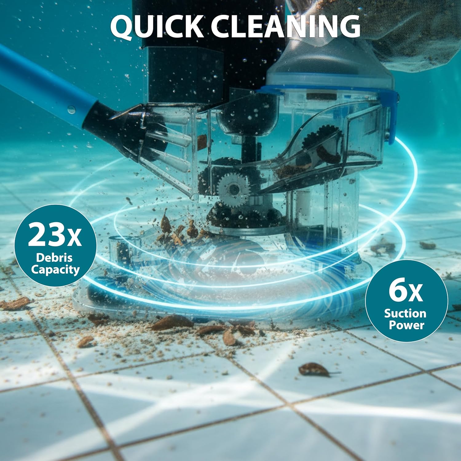 55 High-Power Cordless Pool Leaf Vacuum Cleaner for Inground & Above Ground Pools | MAX 75-Min Runtime, XL 24 GPM Suction for Heavy Debris | Includes 2 Extra Large (10L) Filter Bags
