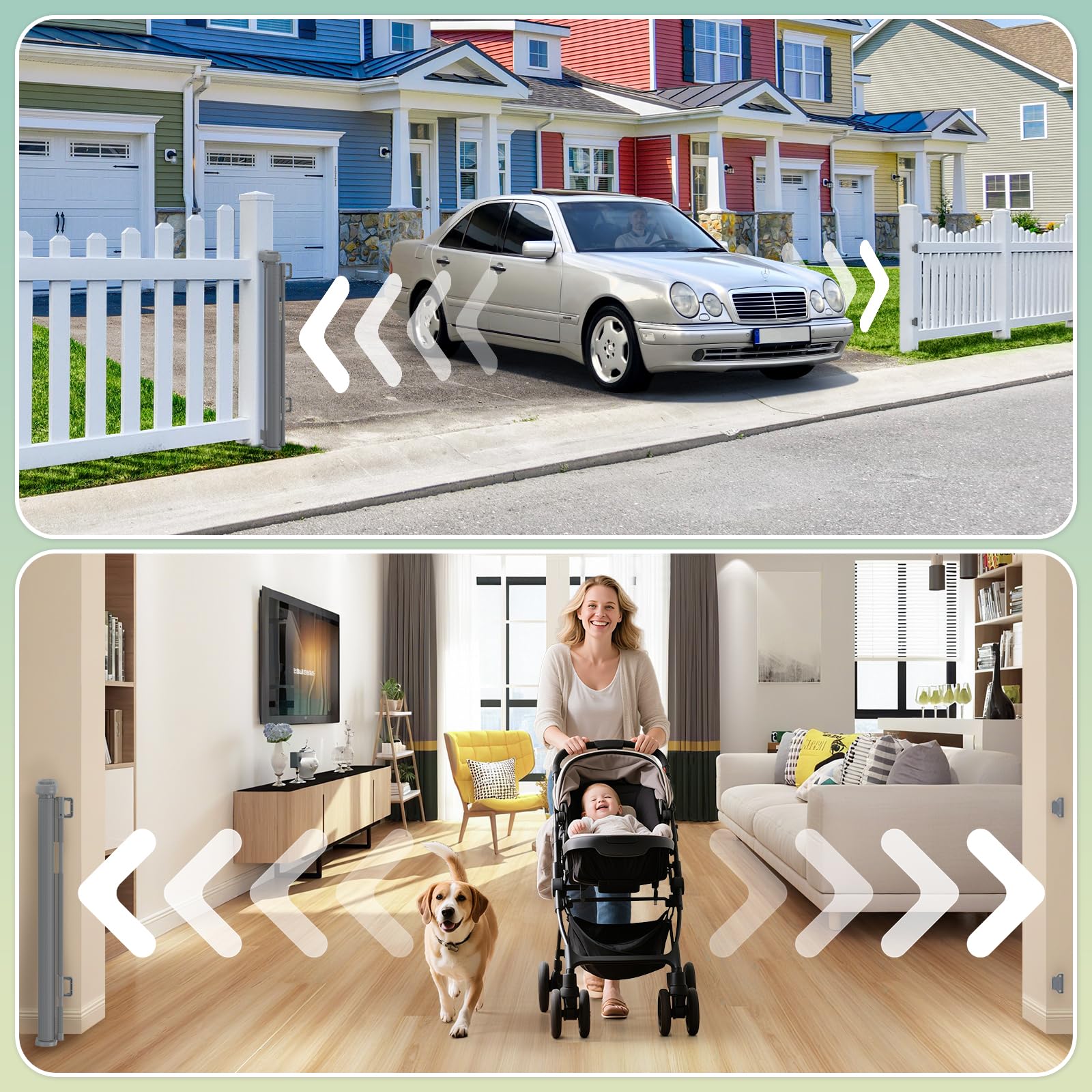 500cm/200inch Retractable gate Extra Wide, Upgraded 86cm/34inch Tall Stair Safety Gate for Baby and Dog, Hallway and Indoor/Outdoor Use — view 8