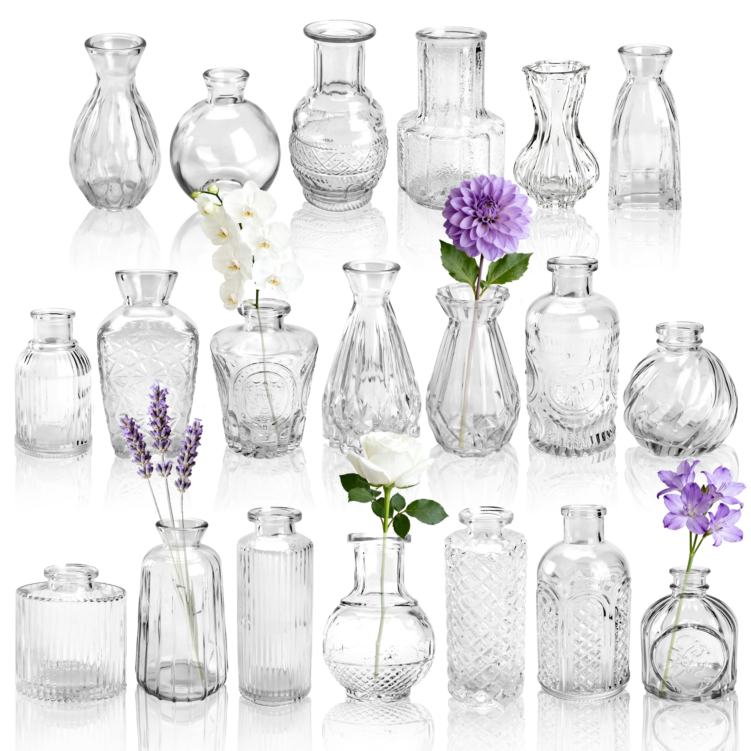 BTSD-home 20 Stück Blumenvase Set, Kleine Vasen für Tischdeko mit elegantem Design, robust zur Hochzeitsdeko, Tischdeko und Party Deko