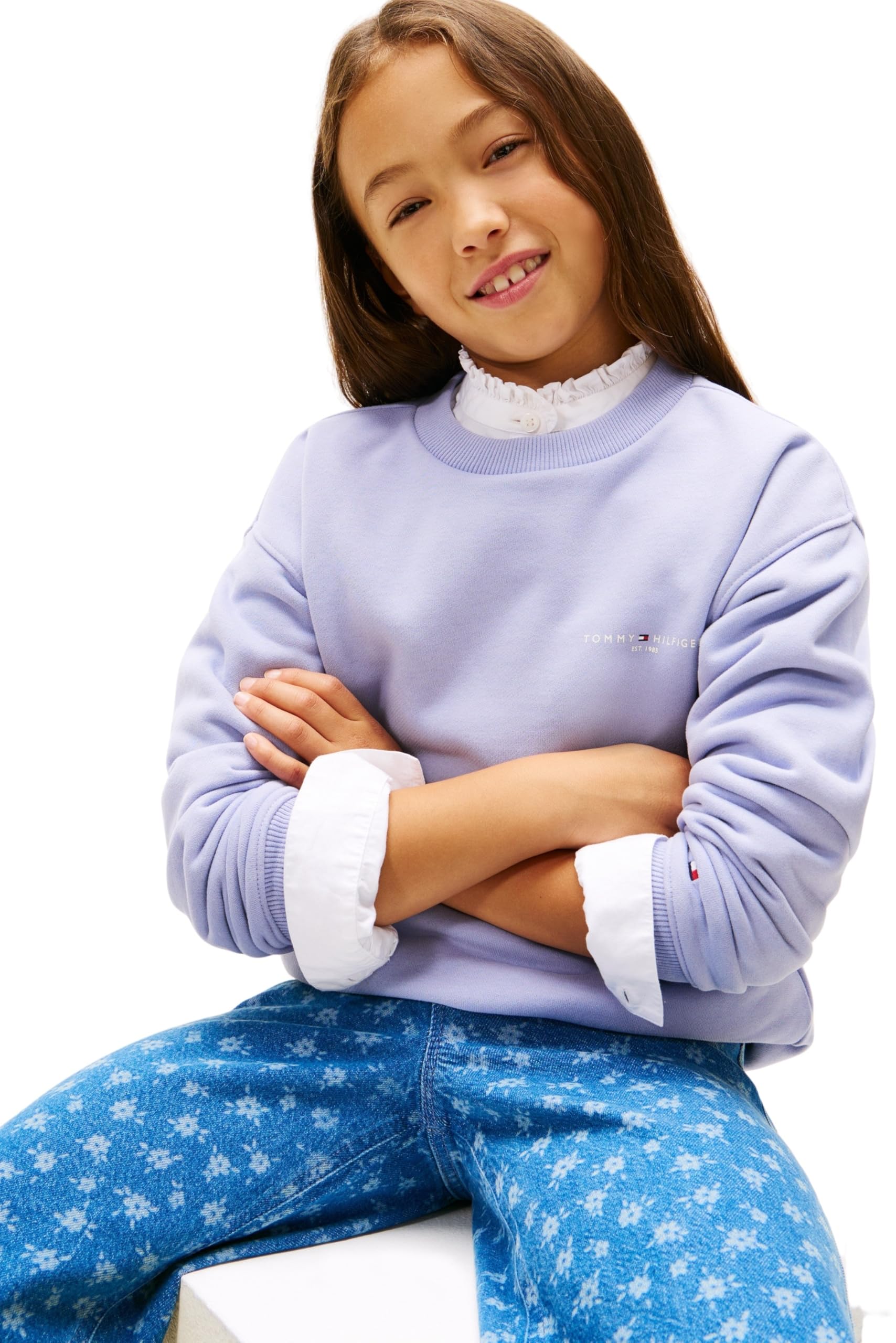 Tommy Hilfiger Mini Corp C-Neck Sweatshirt Ks0ks00665 Bluza bez guzików, niebieska (Perwinkle Dusk), 7 lat Unisex Dorosły, Kolor niebieski, 7 años