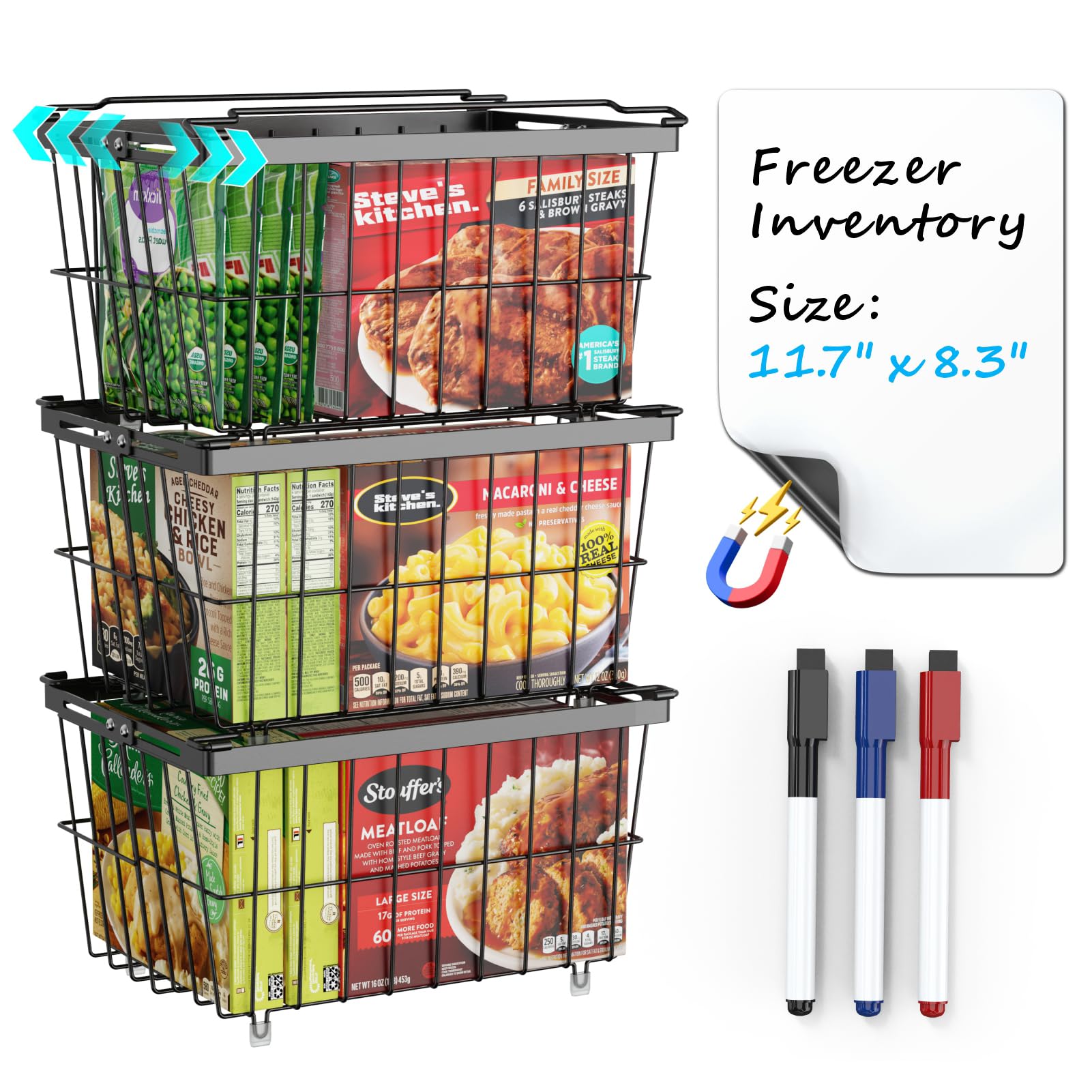 iSPECLE Chest Freezer Organizer Bins 7 cu ft Chest Freezer Black