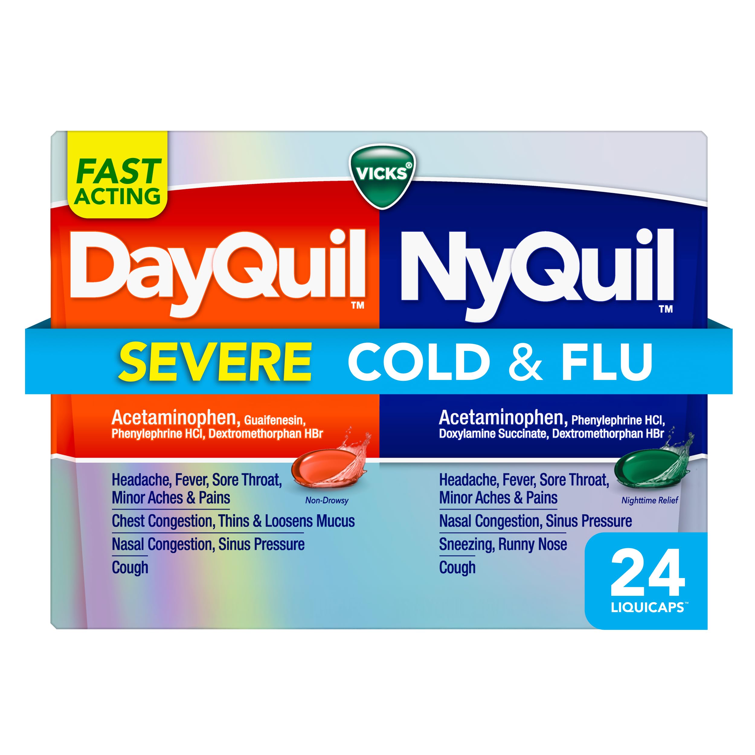 Vicks DayQuil & Nyquil Schwere Erkältung, Grippe & Congest Medizin, 24 Count