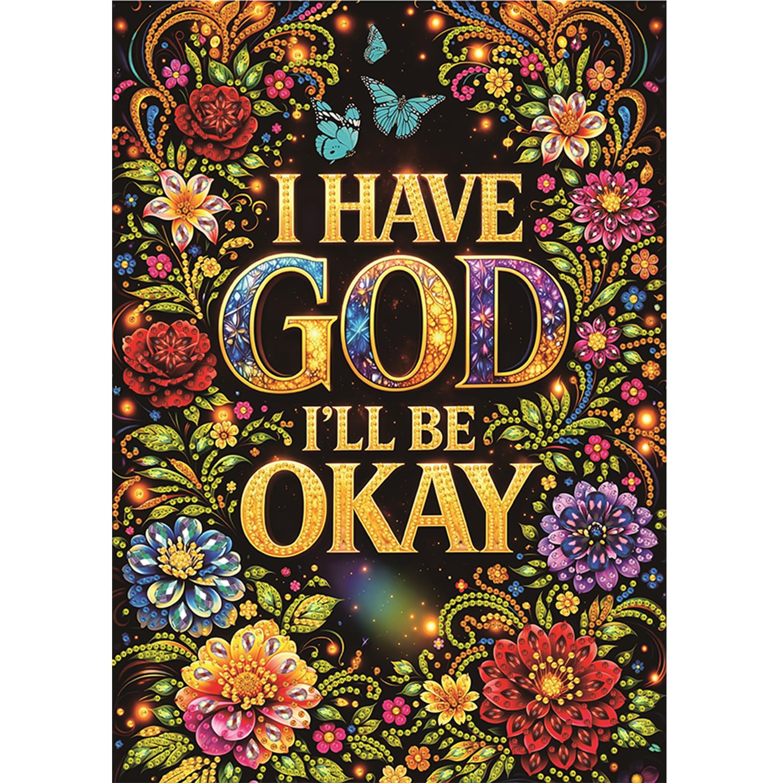POETRYDRAW Floral Faith Quote Art Special Shaped 5D DIY Partial Drill Diamond Art Painting Kits for Adults Beginners Home Decor Diamond Art Paintings Diamonds Paintings Gem Art 13.78x17.72inch