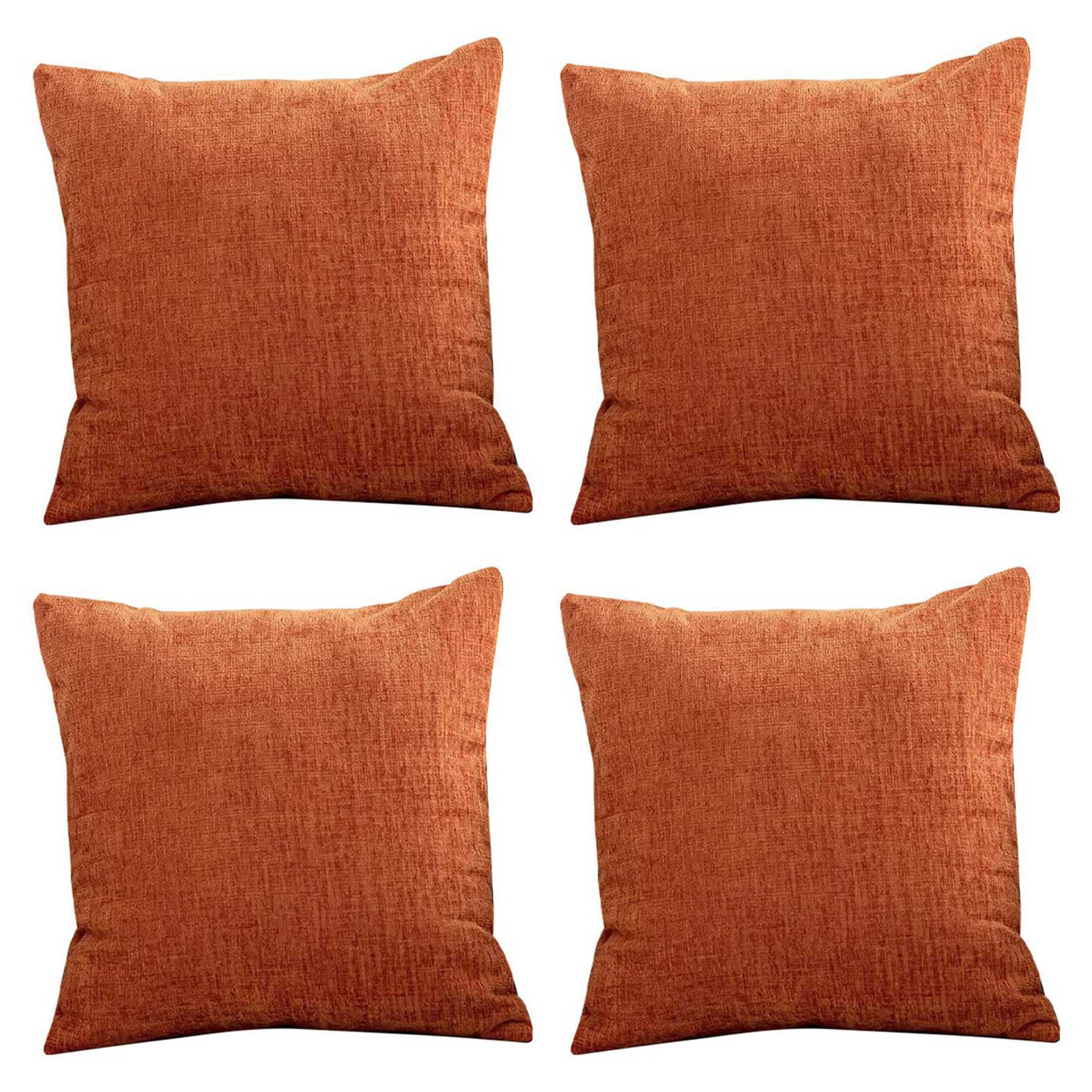 Hndhbfgrt Burnt Orange Pillow Covers 18X18 Inch Set of 4 Modern Farmhouse Rustic Decorative Throw Pillow Cover Square Cushion Case