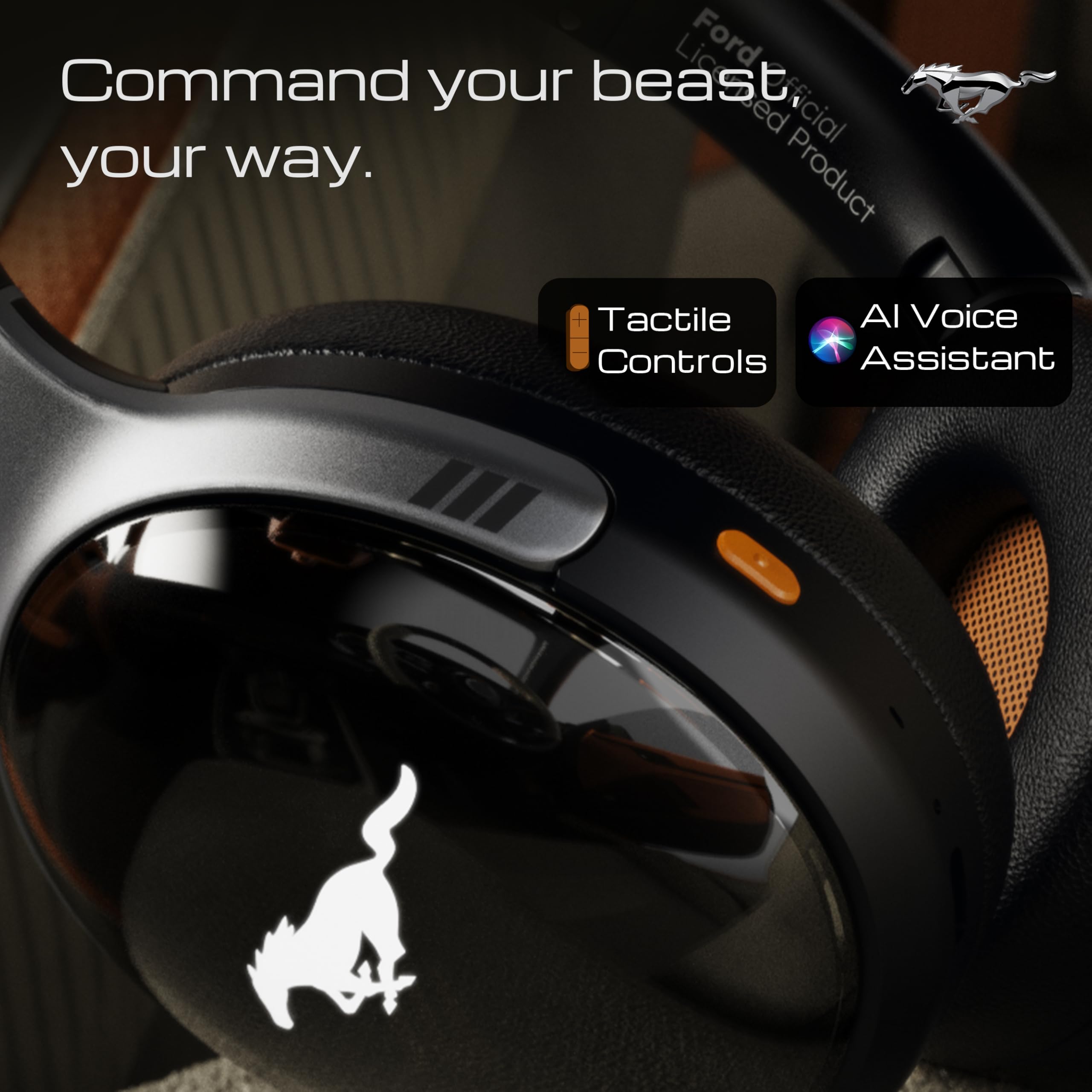 GOBOULT Mustang Thunder Bluetooth Headphones with Upto 70H Playtime, BoomX Technology, Brightness LEDs, 40mm Driver, Zen ENC Mic, BTv 5.4, Type-C Fast Charging, Over Ear Wireless Headphone with Mic — Amazon image 9