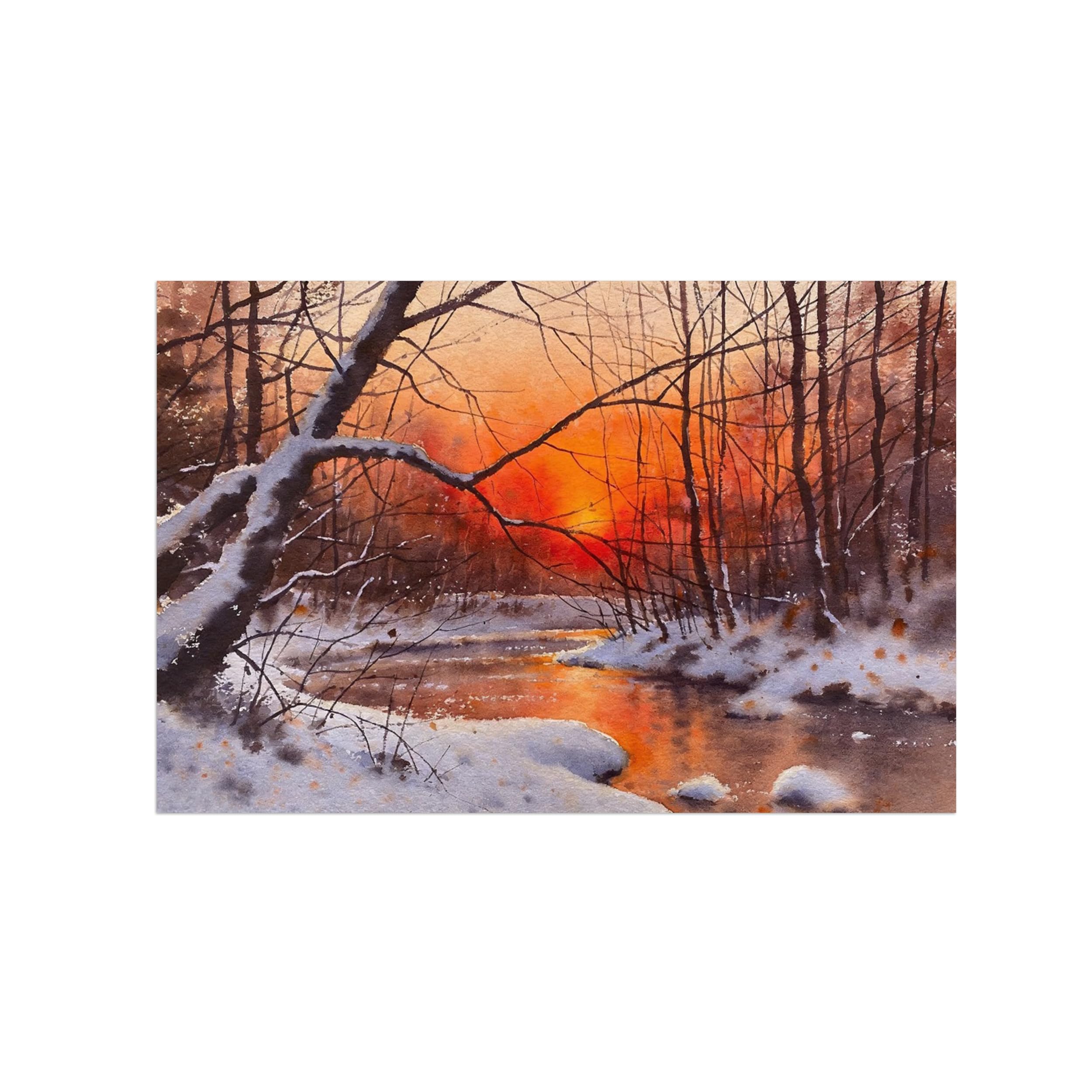Ozpwbvy Unframed Winter Sunset Landscape Canvas Wall Art Picture 30X45cm